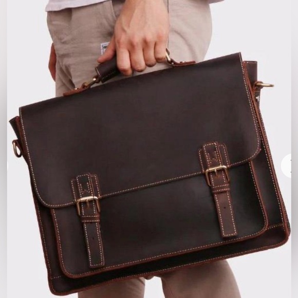 Rowan Full Grain Water Buffalo Leather Briefcase for Men - Picture 2 of 16